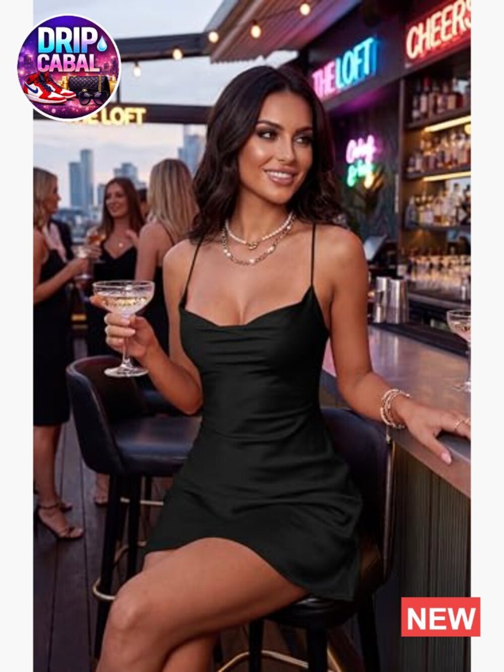 Women's Satin Square Neckline Mini Cocktail Dress Backless Lace-Up Sleeveless - Picture 5 of 7